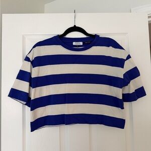 Blue and White Striped Top